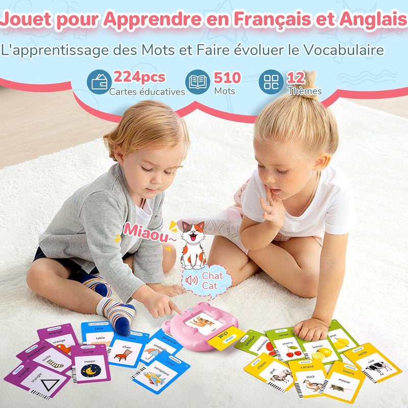 AHJ Store Spanish & English Talking Flash Cards for Toddler, 510 Sight Words Learning Toys, ABC & Numbers Educational Montessori Toys, Speech Therapy Toys, Children's Sensory Preschool Learning Birthday Gifts - Image 4